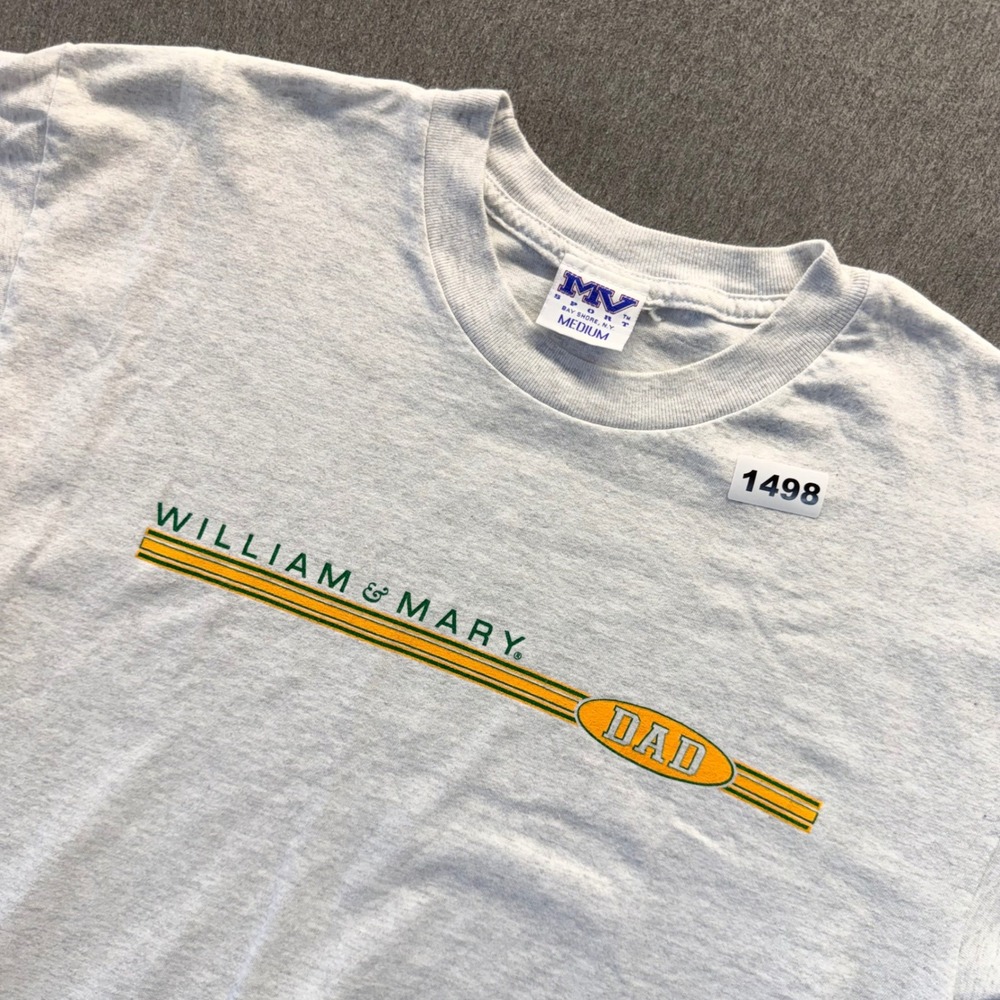 MV Sport William & Mary Dad T-Shirt Heather Grey Collegiate Graphic Tee Medium